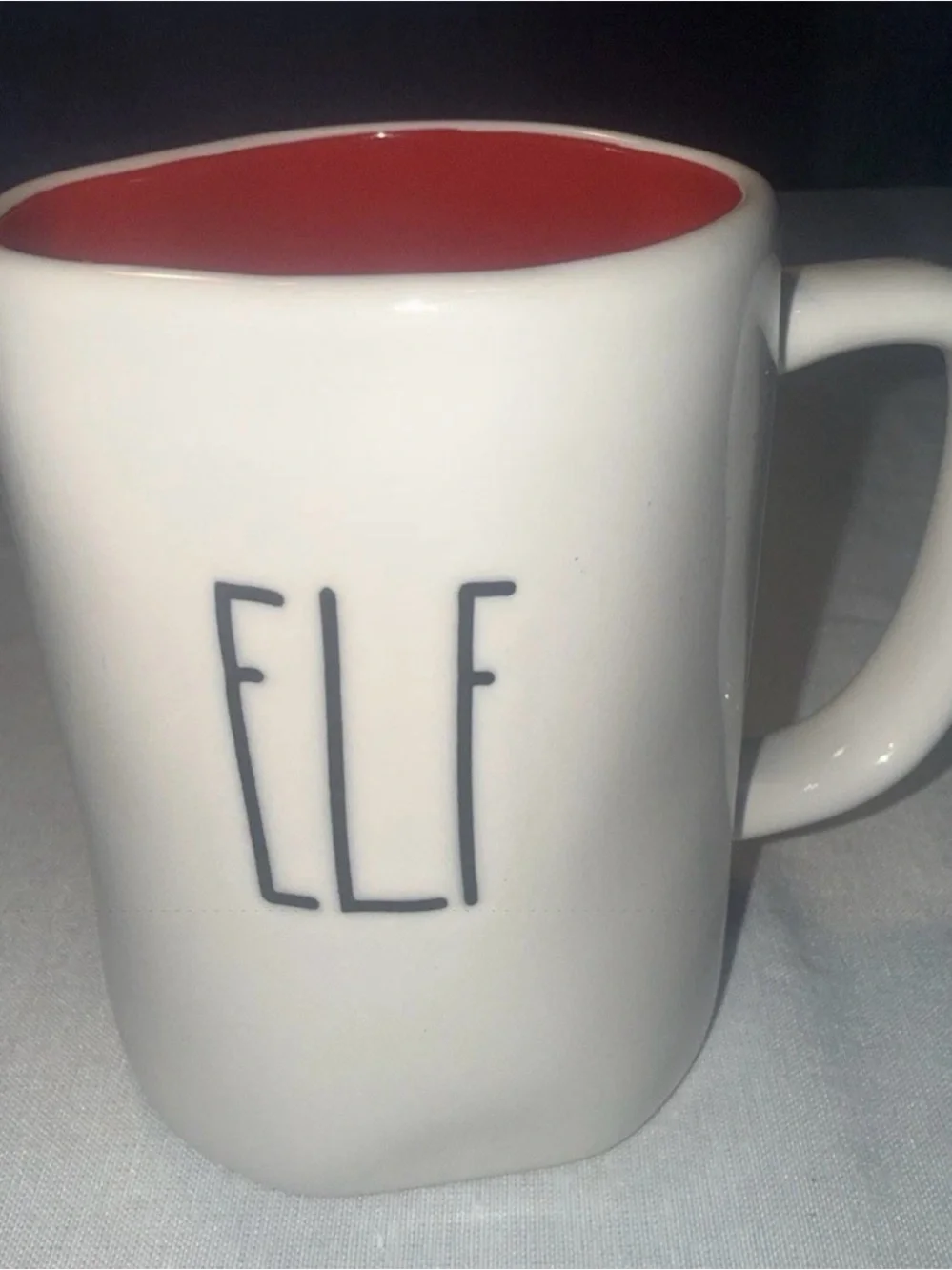 Rae Dunn White and Red 'ELF' Ceramic Accent Mug - Unbranded